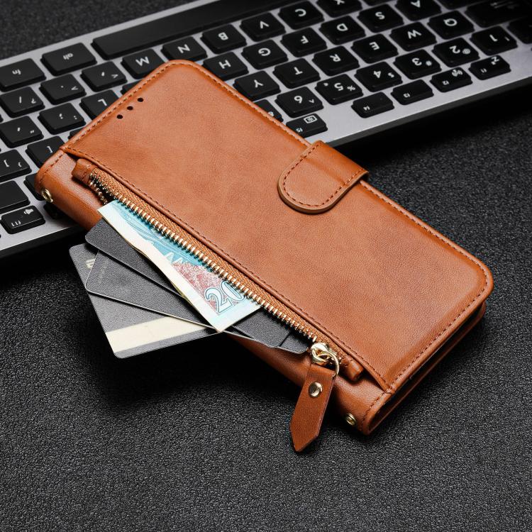 For Samsung Galaxy S26 5G Multi-Card Slots Zipper Wallet Leather Phone Case(Brown)