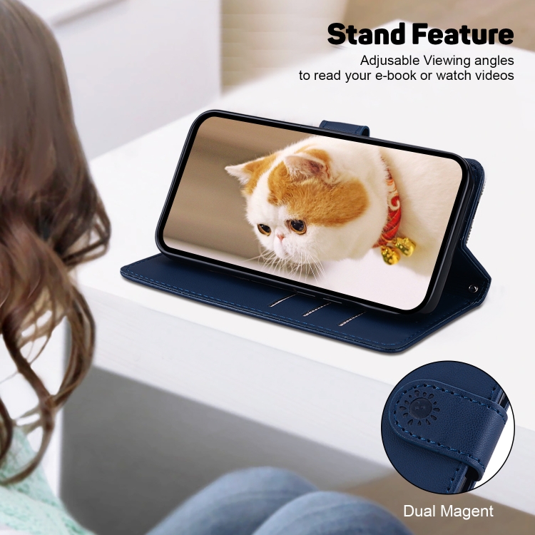 For Samsung Galaxy S24 5G Cute Cats RFID Leather Phone Case(Blue)