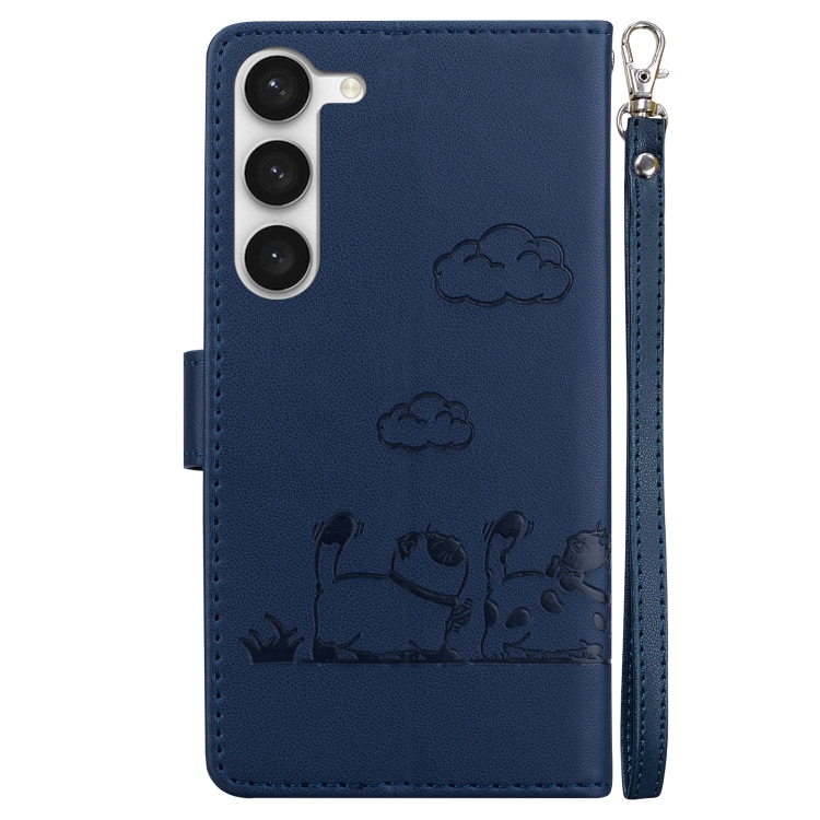 For Samsung Galaxy S23+ 5G Cute Cats RFID Leather Phone Case(Blue) For Samsung Galaxy S23+ 5G Cute Cats RFID Leather Phone Case(Blue)