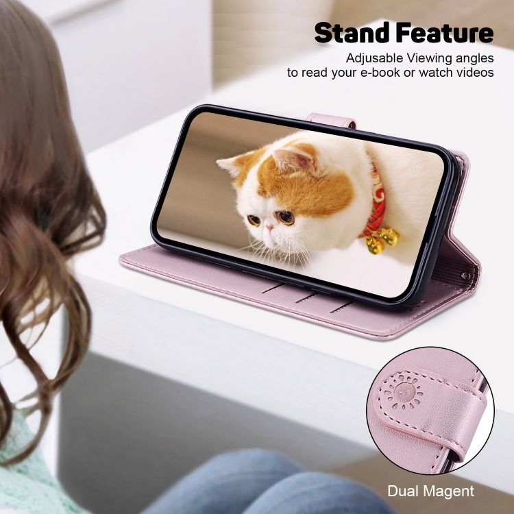For Samsung Galaxy S22+ 5G Cute Cats RFID Leather Phone Case(Rose Gold) For Samsung Galaxy S22+ 5G Cute Cats RFID Leather Phone Case(Rose Gold)