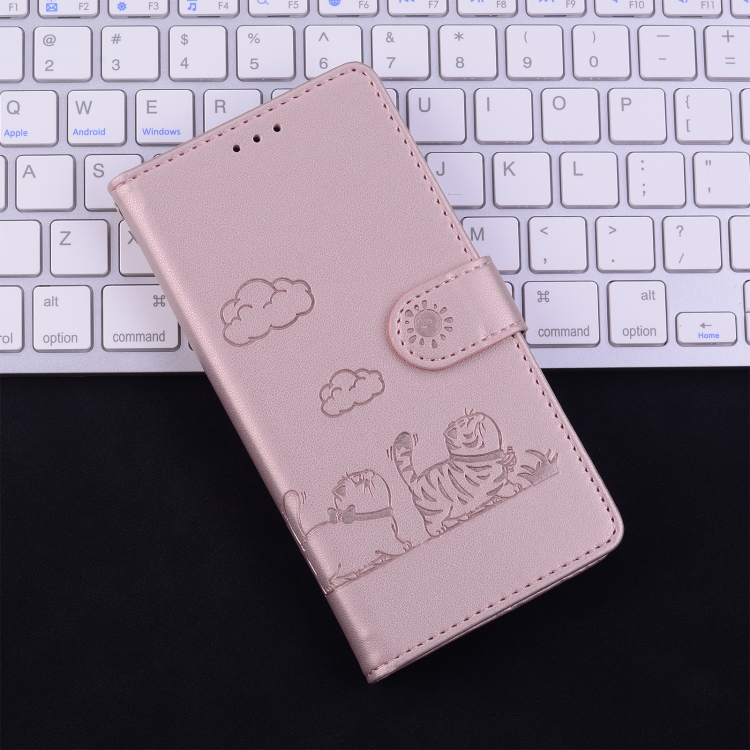 For Samsung Galaxy S22+ 5G Cute Cats RFID Leather Phone Case(Rose Gold) For Samsung Galaxy S22+ 5G Cute Cats RFID Leather Phone Case(Rose Gold)
