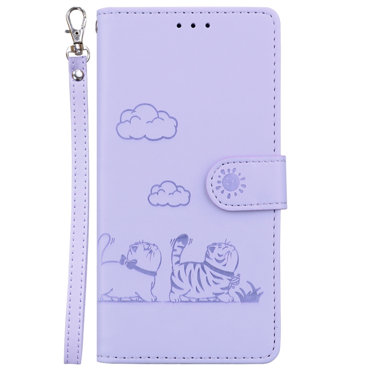 For Samsung Galaxy S21+ 5G Cute Cats RFID Leather Phone Case(Purple) For Samsung Galaxy S21+ 5G Cute Cats RFID Leather Phone Case(Purple)