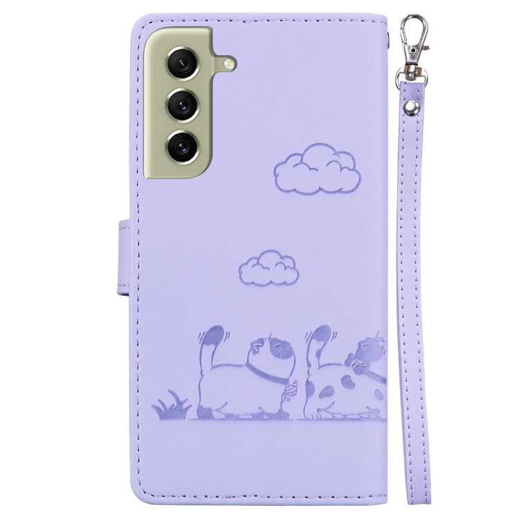 For Samsung Galaxy S21+ 5G Cute Cats RFID Leather Phone Case(Purple) For Samsung Galaxy S21+ 5G Cute Cats RFID Leather Phone Case(Purple)