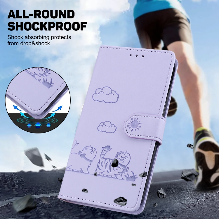 For Samsung Galaxy S21+ 5G Cute Cats RFID Leather Phone Case(Purple) For Samsung Galaxy S21+ 5G Cute Cats RFID Leather Phone Case(Purple)