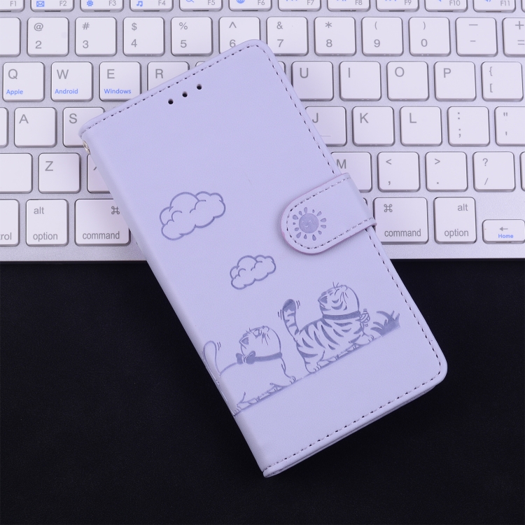 For Samsung Galaxy S21+ 5G Cute Cats RFID Leather Phone Case(Purple) For Samsung Galaxy S21+ 5G Cute Cats RFID Leather Phone Case(Purple)