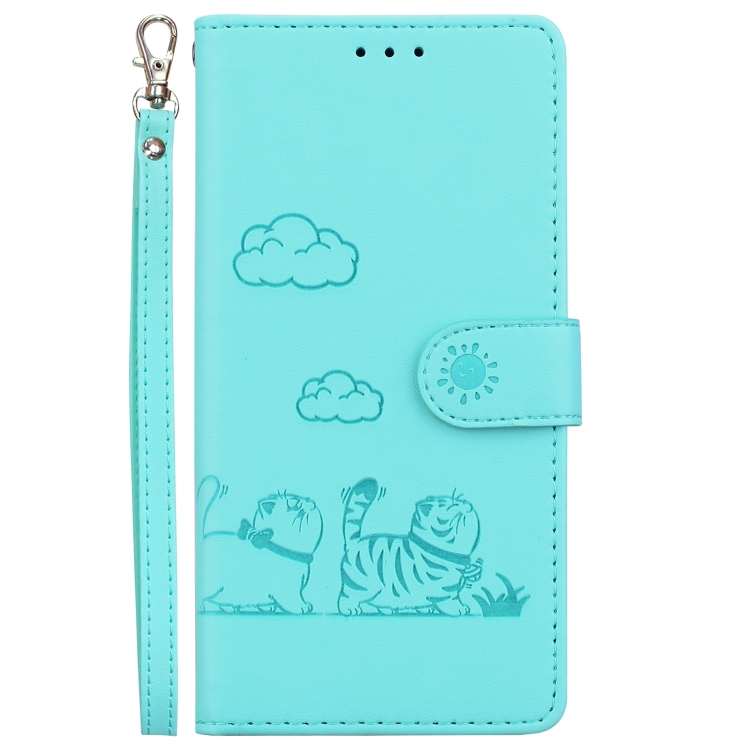 For Samsung Galaxy S21 Ultra 5G Cute Cats RFID Leather Phone Case(Green) For Samsung Galaxy S21 Ultra 5G Cute Cats RFID Leather Phone Case(Green)
