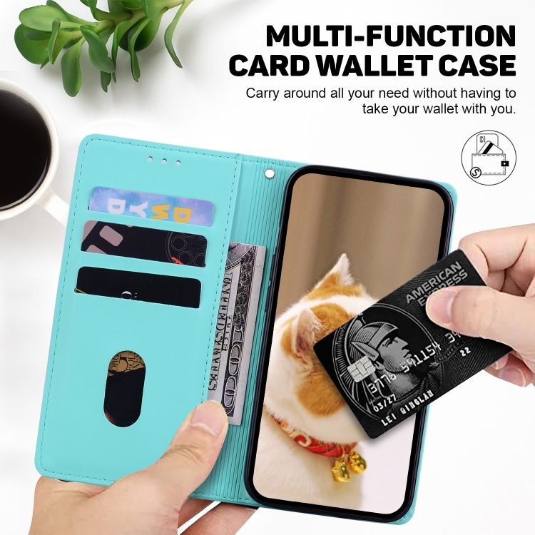 For Samsung Galaxy S21 Ultra 5G Cute Cats RFID Leather Phone Case(Green) For Samsung Galaxy S21 Ultra 5G Cute Cats RFID Leather Phone Case(Green)