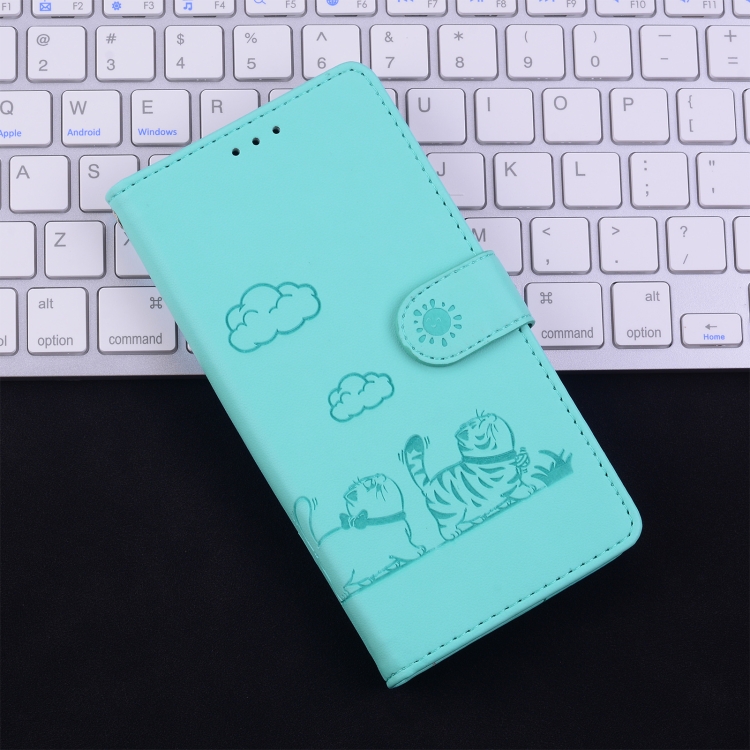 For Samsung Galaxy S21 Ultra 5G Cute Cats RFID Leather Phone Case(Green) For Samsung Galaxy S21 Ultra 5G Cute Cats RFID Leather Phone Case(Green)