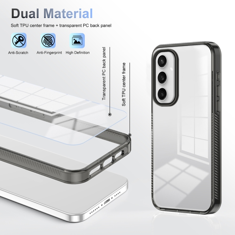 For Samsung Galaxy S24 FE 5G Anti-slip Clear Acrylic Hybrid TPU Phone Case(Black) For Samsung Galaxy S24 FE 5G Anti-slip Clear Acrylic Hybrid TPU Phone Case(Black)