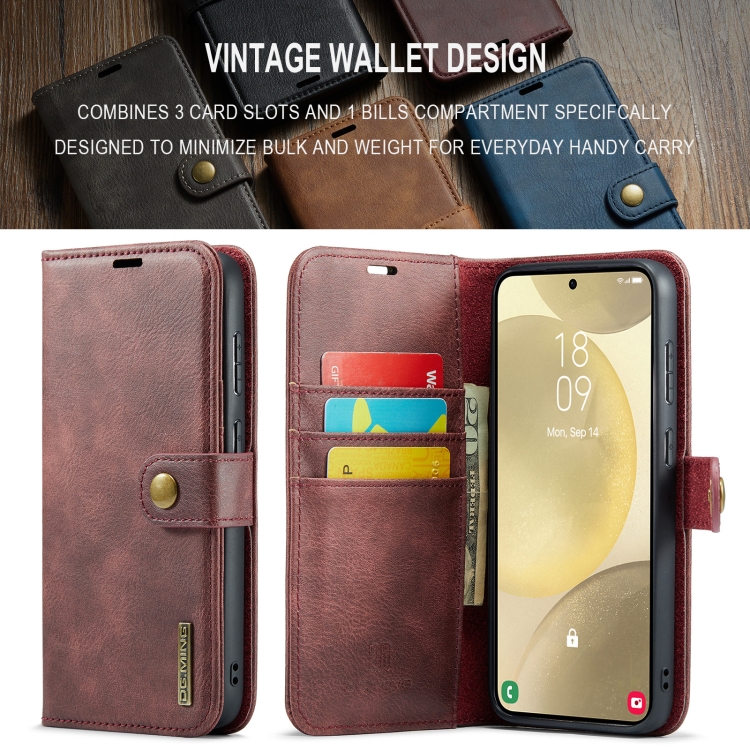For Samsung Galaxy S24 FE 5G DG.MING Crazy Horse Texture Detachable Magnetic Leather Case(Red) For Samsung Galaxy S24 FE 5G DG.MING Crazy Horse Texture Detachable Magnetic Leather Case(Red)