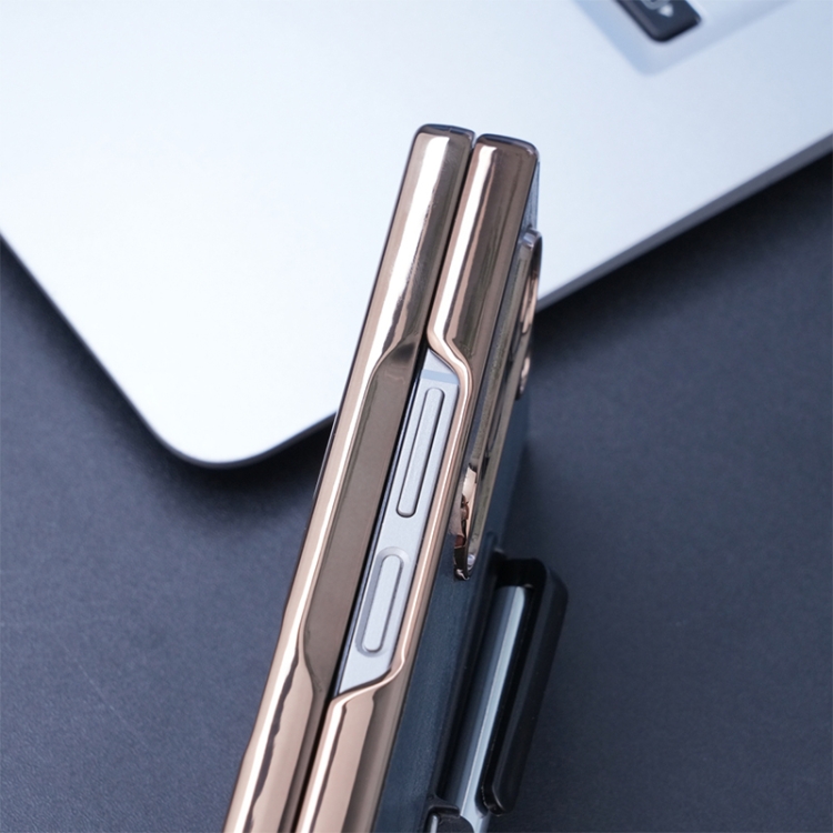 For Samsung Galaxy Z Fold6 Plating Frame PU Fold Phone Case with Pen(Green) For Samsung Galaxy Z Fold6 Plating Frame PU Fold Phone Case with Pen(Green)