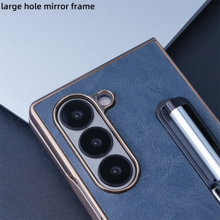 For Samsung Galaxy Z Fold6 Plating Frame PU Fold Phone Case with Pen(Green) For Samsung Galaxy Z Fold6 Plating Frame PU Fold Phone Case with Pen(Green)