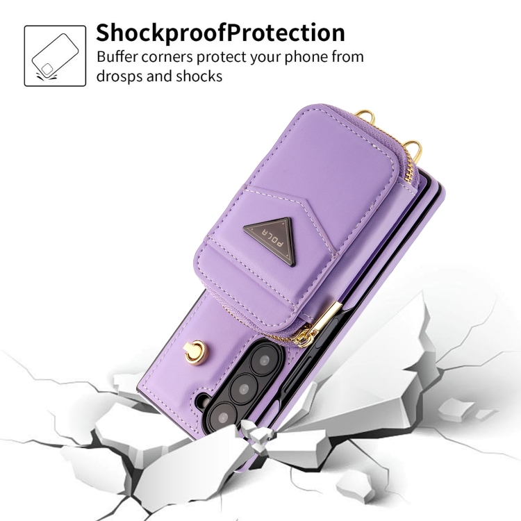 For Samsung Galaxy Z Fold6 POLA Multi-Card Slots Zipper Wallet Phone Case(Purple) For Samsung Galaxy Z Fold6 POLA Multi-Card Slots Zipper Wallet Phone Case(Purple)