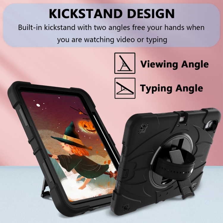 For iPad 10th Gen 10.9 2022 Bat Hand Grip Turntable Stand Tablet Case(Black) For iPad 10th Gen 10.9 2022 Bat Hand Grip Turntable Stand Tablet Case(Black)