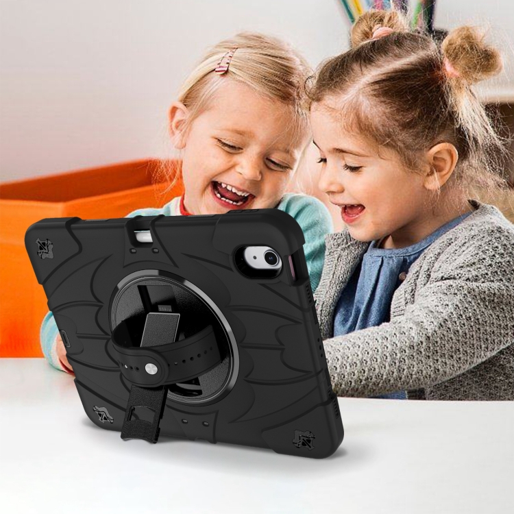 For iPad 10th Gen 10.9 2022 Bat Hand Grip Turntable Stand Tablet Case(Black) For iPad 10th Gen 10.9 2022 Bat Hand Grip Turntable Stand Tablet Case(Black)