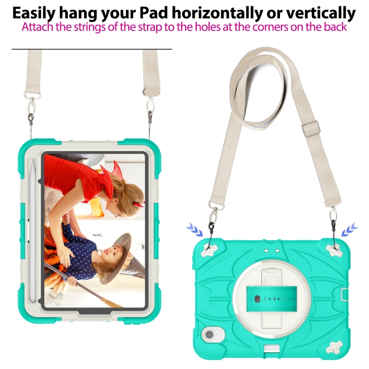 For iPad mini 6 / mini 2024 Bat Hand Grip Turntable Stand Tablet Case(Mint Green White) For iPad mini 6 / mini 2024 Bat Hand Grip Turntable Stand Tablet Case(Mint Green White)