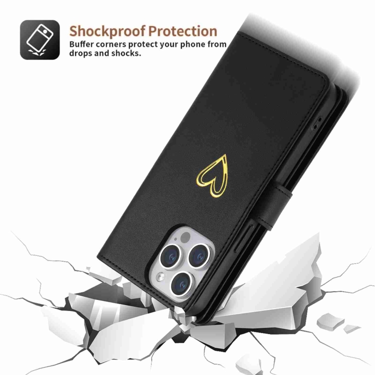For iPhone 14 POLA Love Multi-Card Slots Zipper Wallet Leather Phone Case(Black) - 2