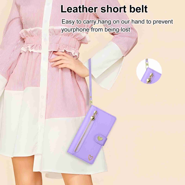 For iPhone 15 Pro POLA Love Multi-Card Slots Zipper Wallet Leather Phone Case(Purple) For iPhone 15 Pro POLA Love Multi-Card Slots Zipper Wallet Leather Phone Case(Purple)