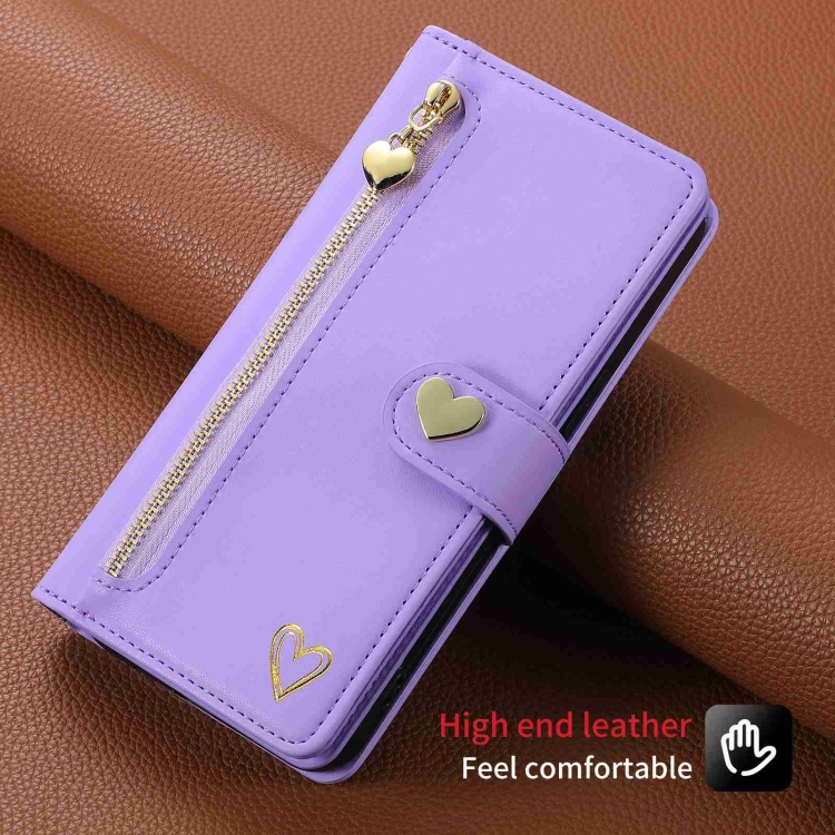 For iPhone 15 Pro POLA Love Multi-Card Slots Zipper Wallet Leather Phone Case(Purple) For iPhone 15 Pro POLA Love Multi-Card Slots Zipper Wallet Leather Phone Case(Purple)