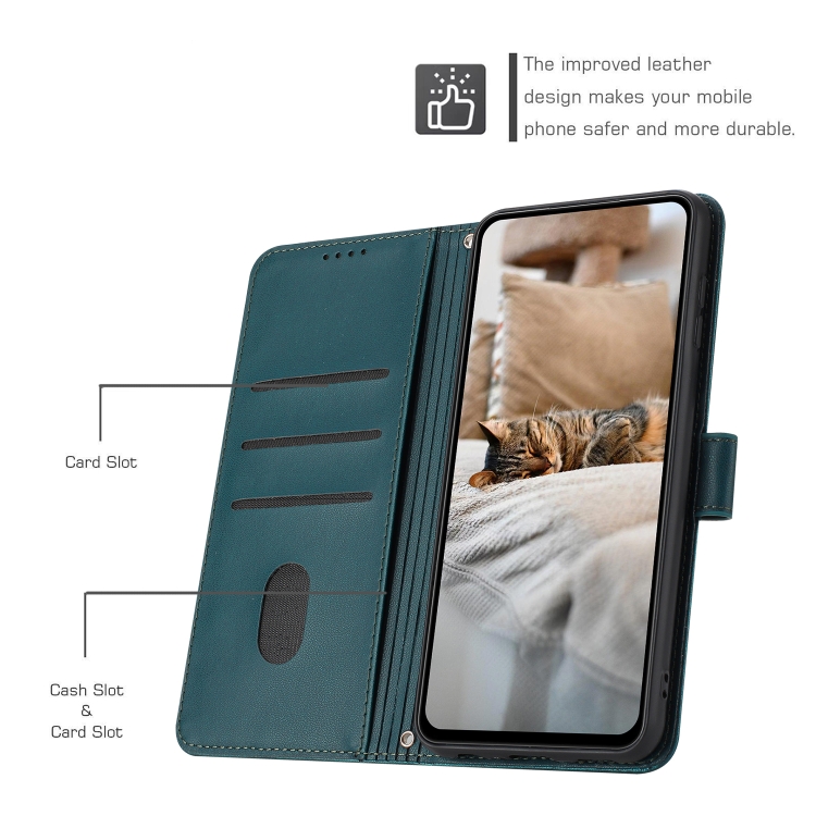 For iPhone 16 Embossed Kitten Phone Leather Case with Lanyard(Dark Green) For iPhone 16 Embossed Kitten Phone Leather Case with Lanyard(Dark Green)