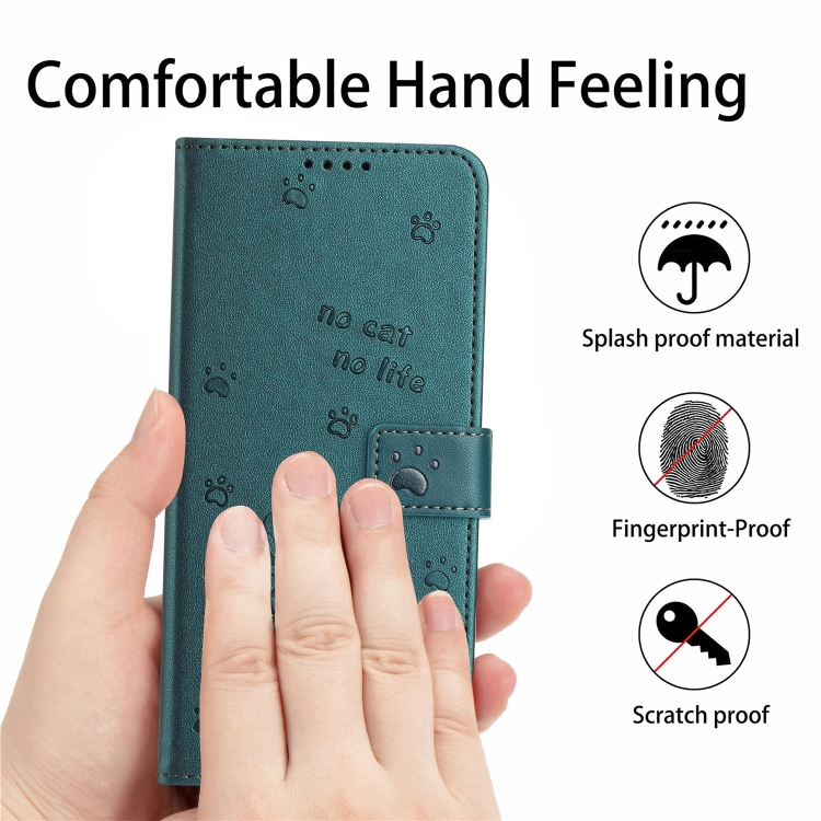 For iPhone 16 Embossed Kitten Phone Leather Case with Lanyard(Dark Green) For iPhone 16 Embossed Kitten Phone Leather Case with Lanyard(Dark Green)