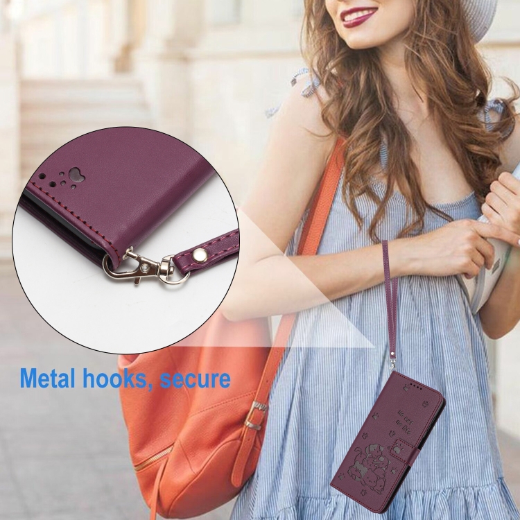 For Samsung Galaxy S24 Ultra 5G Embossed Kitten Phone Leather Case with Lanyard(Wine Red) For Samsung Galaxy S24 Ultra 5G Embossed Kitten Phone Leather Case with Lanyard(Wine Red)