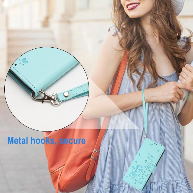 For Samsung Galaxy S25+ / S24+ 5G Embossed Kitten Phone Leather Case with Lanyard(Mint Green) For Samsung Galaxy S25+ / S24+ 5G Embossed Kitten Phone Leather Case with Lanyard(Mint Green)