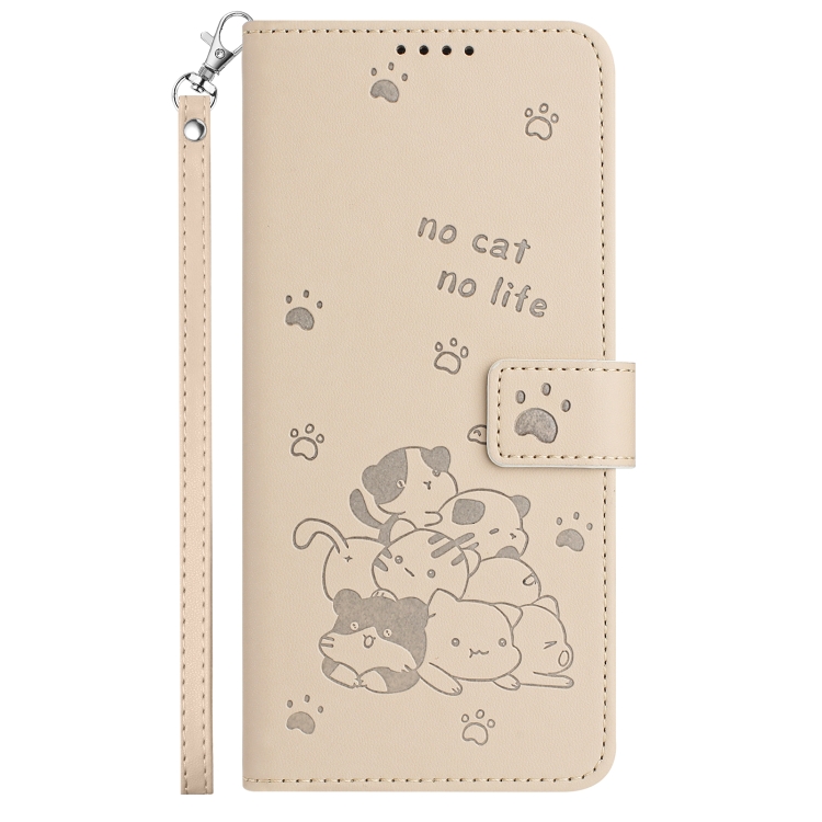 For Samsung Galaxy S21 5G Embossed Kitten Phone Leather Case with Lanyard(Beige) For Samsung Galaxy S21 5G Embossed Kitten Phone Leather Case with Lanyard(Beige)