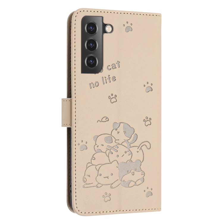 For Samsung Galaxy S21 5G Embossed Kitten Phone Leather Case with Lanyard(Beige) For Samsung Galaxy S21 5G Embossed Kitten Phone Leather Case with Lanyard(Beige)
