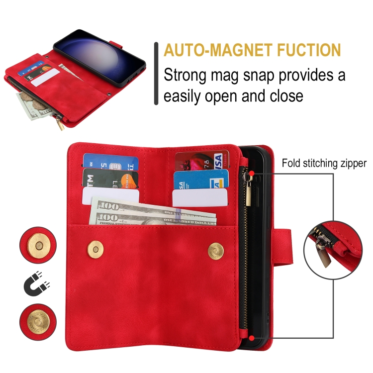 For Samsung Galaxy S23+ 5G Dream 9-Card Zipper Wallet RFID Leather Phone Case with Lanyard(Red) For Samsung Galaxy S23+ 5G Dream 9-Card Zipper Wallet RFID Leather Phone Case with Lanyard(Red)