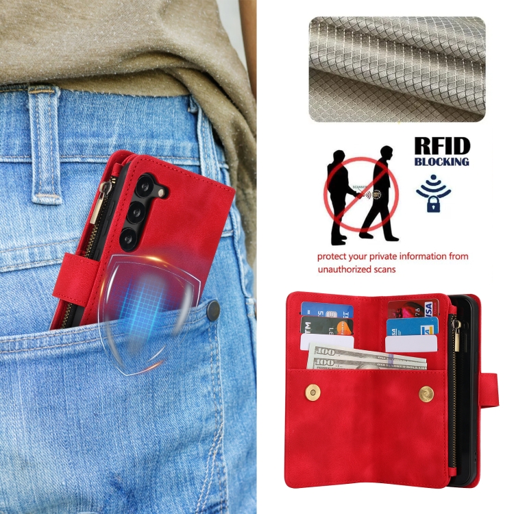 For Samsung Galaxy S23+ 5G Dream 9-Card Zipper Wallet RFID Leather Phone Case with Lanyard(Red) For Samsung Galaxy S23+ 5G Dream 9-Card Zipper Wallet RFID Leather Phone Case with Lanyard(Red)