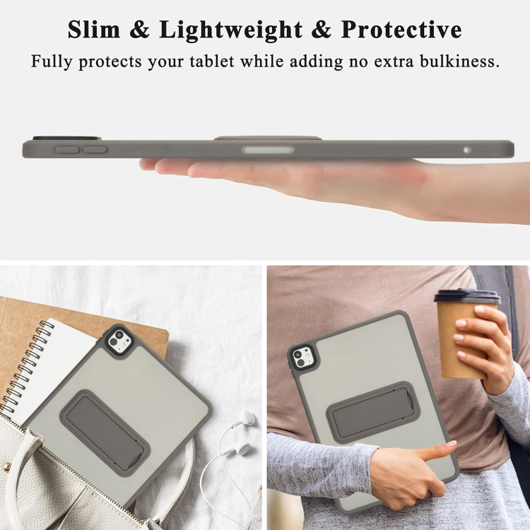 For iPad Air 11 2024 Skin Feel Holder PC Hybrid TPU Tablet Case(Grey) For iPad Air 11 2024 Skin Feel Holder PC Hybrid TPU Tablet Case(Grey)