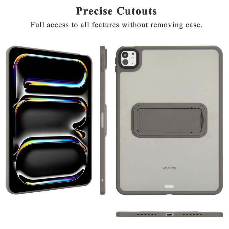 For iPad Air 11 2024 Skin Feel Holder PC Hybrid TPU Tablet Case(Grey) For iPad Air 11 2024 Skin Feel Holder PC Hybrid TPU Tablet Case(Grey)