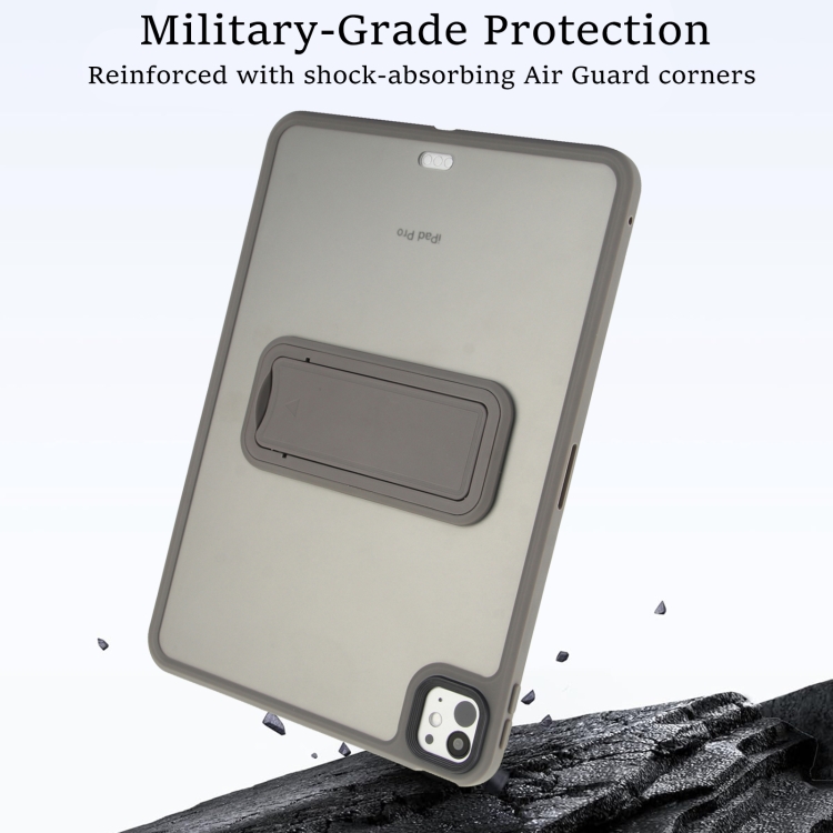 For iPad Air 11 2024 Skin Feel Holder PC Hybrid TPU Tablet Case(Grey) For iPad Air 11 2024 Skin Feel Holder PC Hybrid TPU Tablet Case(Grey)