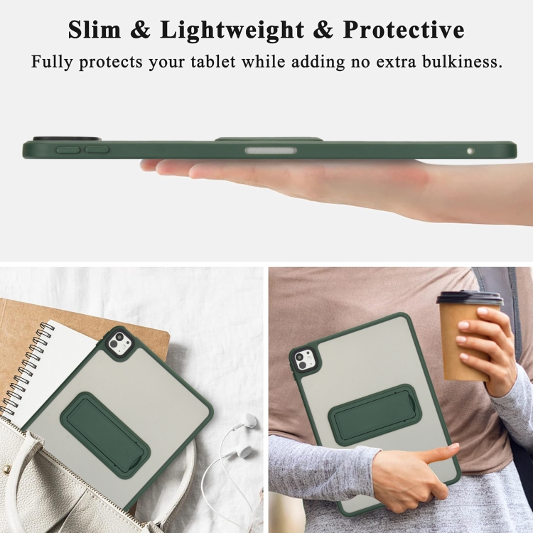 For iPad Air 5 / 4 10.9 inch Skin Feel Holder PC Hybrid TPU Tablet Case(Dark Green) For iPad Air 5 / 4 10.9 inch Skin Feel Holder PC Hybrid TPU Tablet Case(Dark Green)