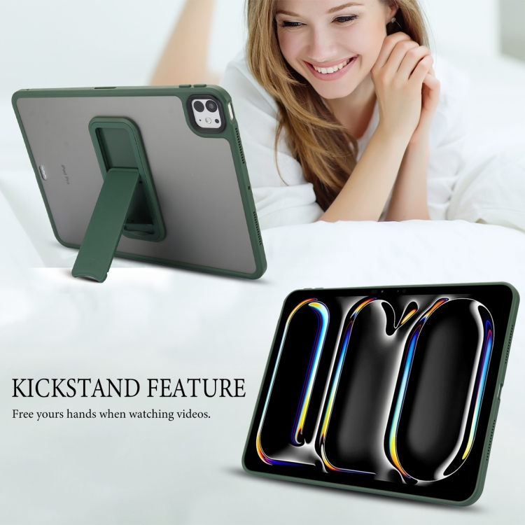 For iPad Air 5 / 4 10.9 inch Skin Feel Holder PC Hybrid TPU Tablet Case(Dark Green) For iPad Air 5 / 4 10.9 inch Skin Feel Holder PC Hybrid TPU Tablet Case(Dark Green)