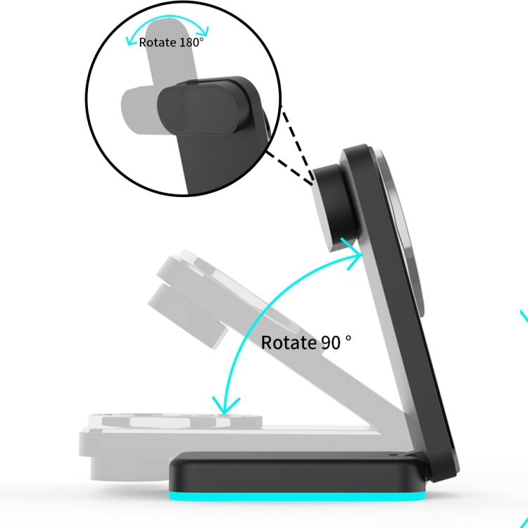 H62 RGB LED Light 3 in 1 Foldable Wireless Charger(Black) H62 RGB LED Light 3 in 1 Foldable Wireless Charger(Black)