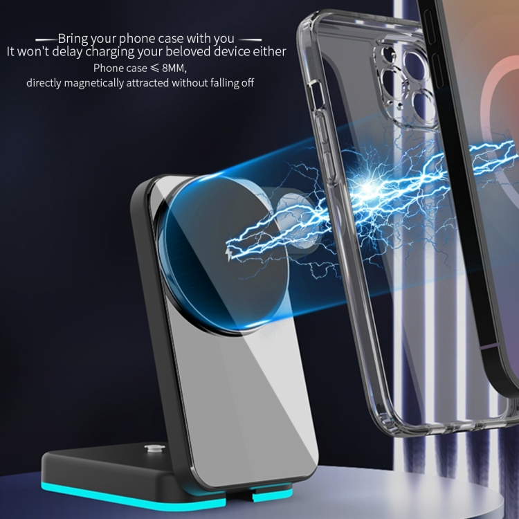H62 RGB LED Light 3 in 1 Foldable Wireless Charger(Black) H62 RGB LED Light 3 in 1 Foldable Wireless Charger(Black)