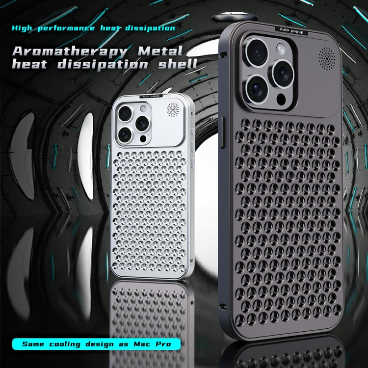 For iPhone 16 Pro Max R-JUST RJ58 Aromatherapy Metal Cooling Phone Case(Black) For iPhone 16 Pro Max R-JUST RJ58 Aromatherapy Metal Cooling Phone Case(Black)