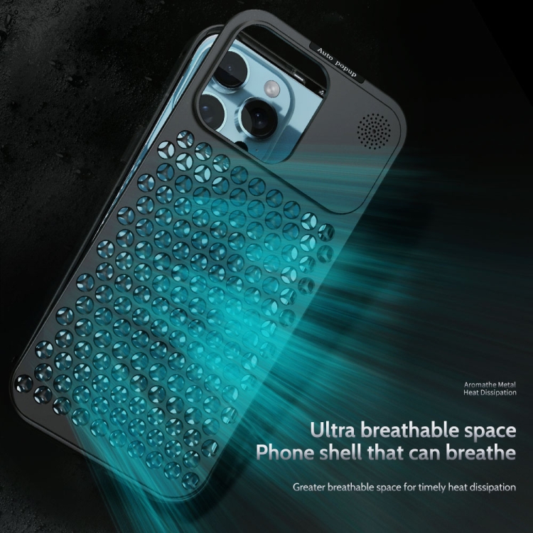 For iPhone 16 Pro Max R-JUST RJ58 Aromatherapy Metal Cooling Phone Case(Black) For iPhone 16 Pro Max R-JUST RJ58 Aromatherapy Metal Cooling Phone Case(Black)