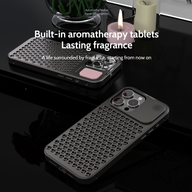 For iPhone 16 Pro Max R-JUST RJ58 Aromatherapy Metal Cooling Phone Case(Black) For iPhone 16 Pro Max R-JUST RJ58 Aromatherapy Metal Cooling Phone Case(Black)