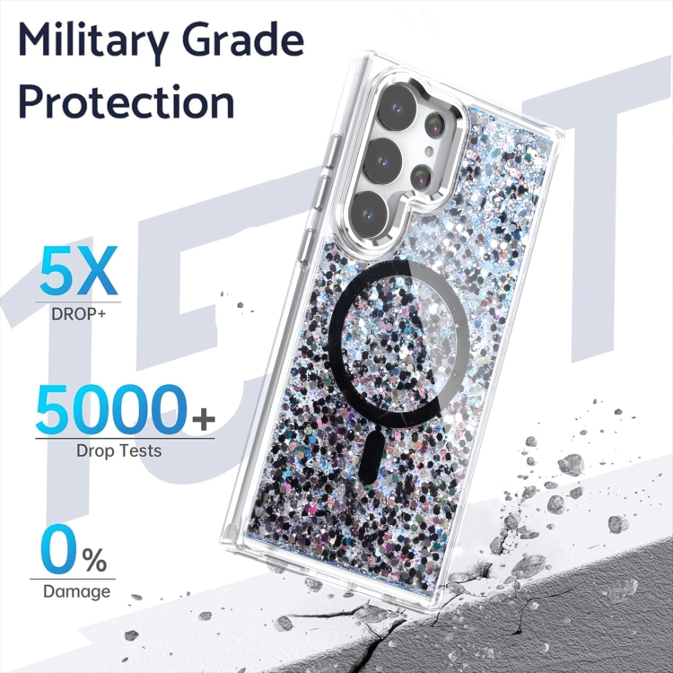 For Samsung Galaxy S23 Ultra 5G Epoxy Glitter MagSafe Magnetic TPU Phone Case(Blue) For Samsung Galaxy S23 Ultra 5G Epoxy Glitter MagSafe Magnetic TPU Phone Case(Blue)