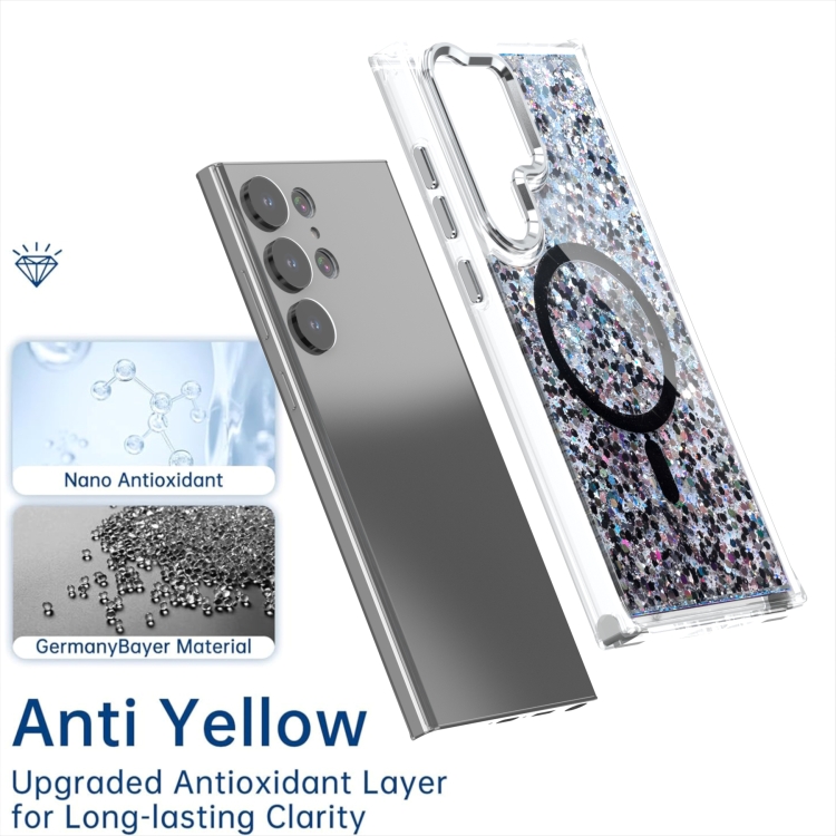 For Samsung Galaxy S23 Ultra 5G Epoxy Glitter MagSafe Magnetic TPU Phone Case(Blue) For Samsung Galaxy S23 Ultra 5G Epoxy Glitter MagSafe Magnetic TPU Phone Case(Blue)