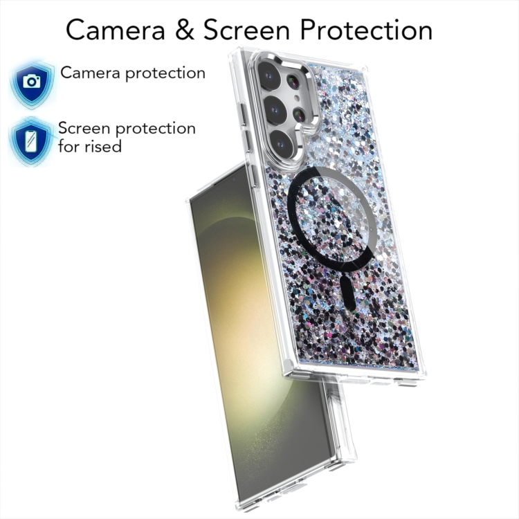 For Samsung Galaxy S23 Ultra 5G Epoxy Glitter MagSafe Magnetic TPU Phone Case(Blue) For Samsung Galaxy S23 Ultra 5G Epoxy Glitter MagSafe Magnetic TPU Phone Case(Blue)