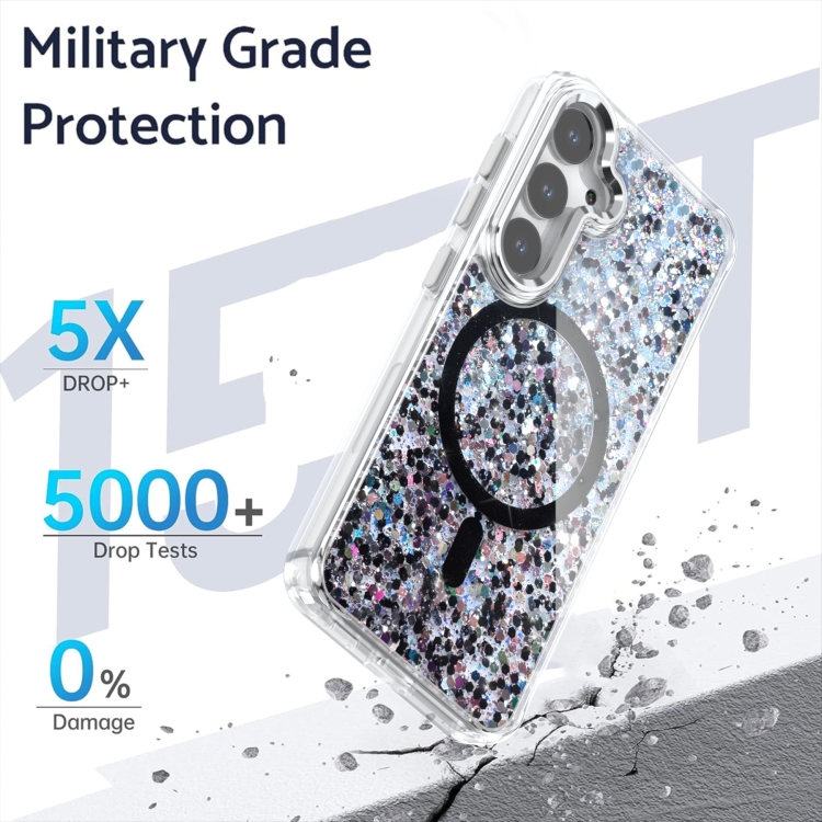 For Samsung Galaxy S24 5G Epoxy Glitter MagSafe Magnetic TPU Phone Case(Blue) For Samsung Galaxy S24 5G Epoxy Glitter MagSafe Magnetic TPU Phone Case(Blue)