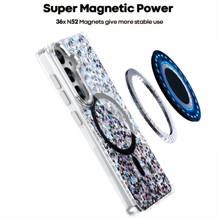 For Samsung Galaxy S24 5G Epoxy Glitter MagSafe Magnetic TPU Phone Case(Blue) For Samsung Galaxy S24 5G Epoxy Glitter MagSafe Magnetic TPU Phone Case(Blue)