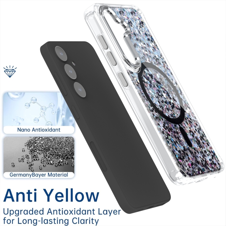 For Samsung Galaxy S24 5G Epoxy Glitter MagSafe Magnetic TPU Phone Case(Blue) For Samsung Galaxy S24 5G Epoxy Glitter MagSafe Magnetic TPU Phone Case(Blue)