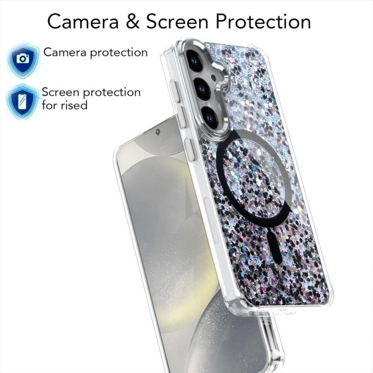 For Samsung Galaxy S24 5G Epoxy Glitter MagSafe Magnetic TPU Phone Case(Blue) For Samsung Galaxy S24 5G Epoxy Glitter MagSafe Magnetic TPU Phone Case(Blue)