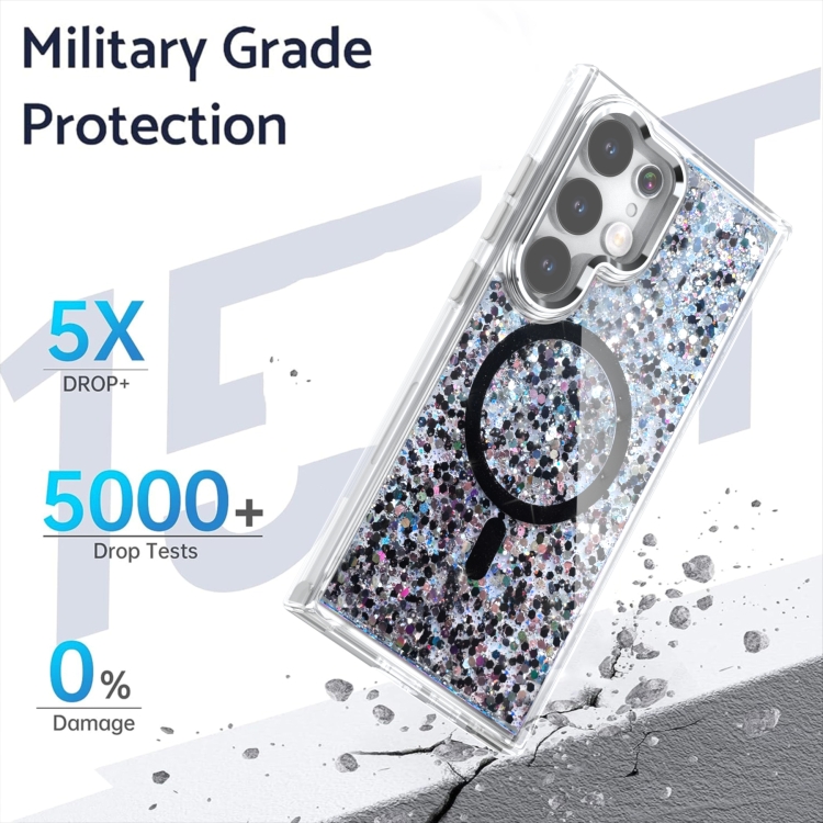 For Samsung Galaxy S24 Ultra 5G Epoxy Glitter MagSafe Magnetic TPU Phone Case(Black)