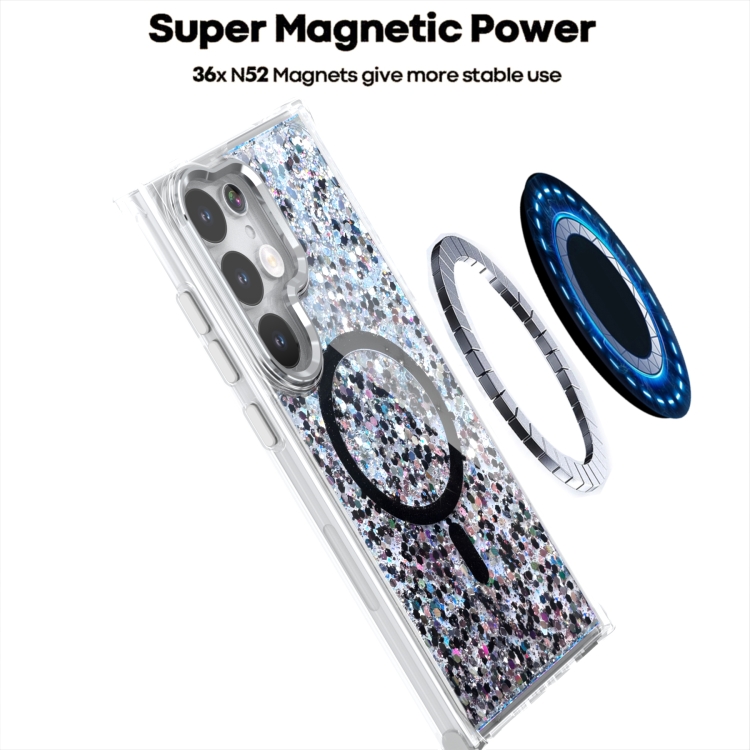 For Samsung Galaxy S24 Ultra 5G Epoxy Glitter MagSafe Magnetic TPU Phone Case(Black)